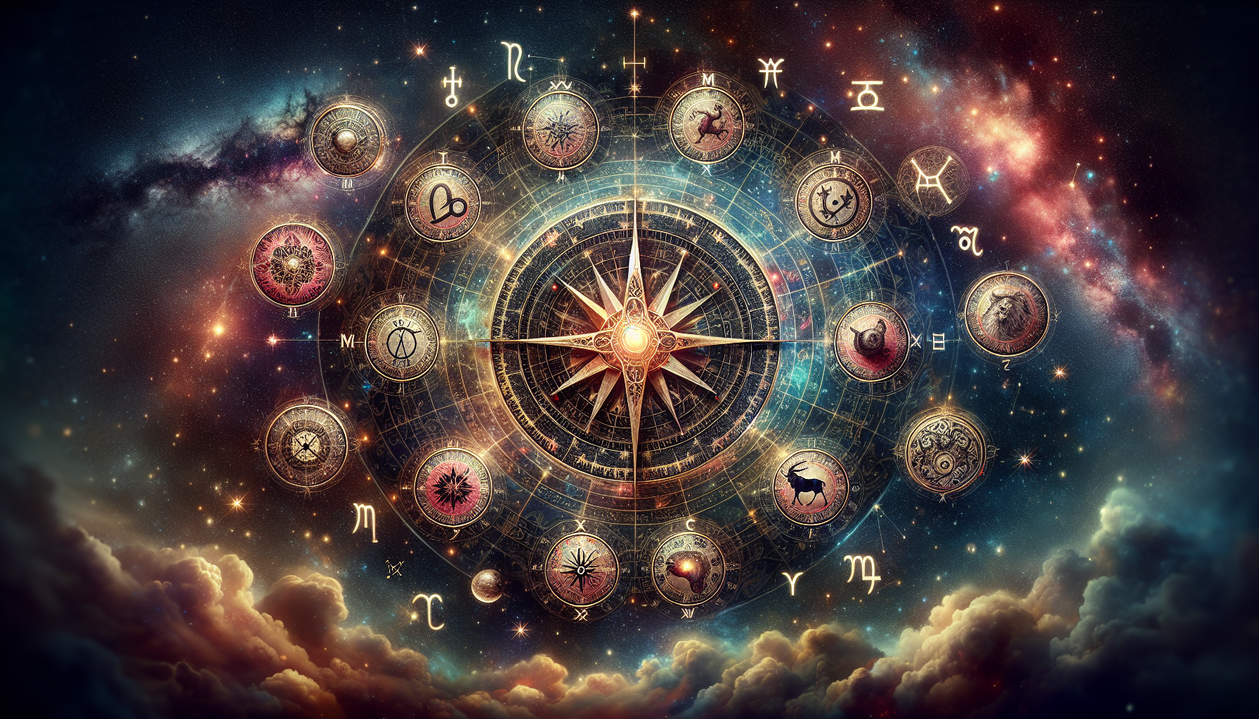 Mystical astrological symbols and signs