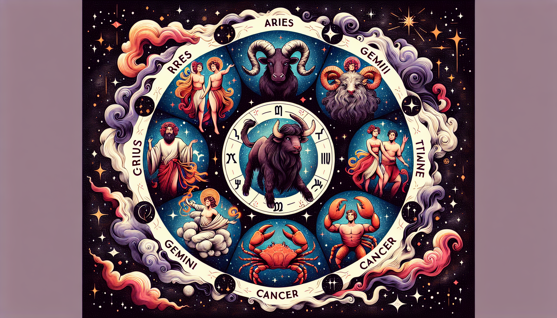 Illustration of zodiac signs