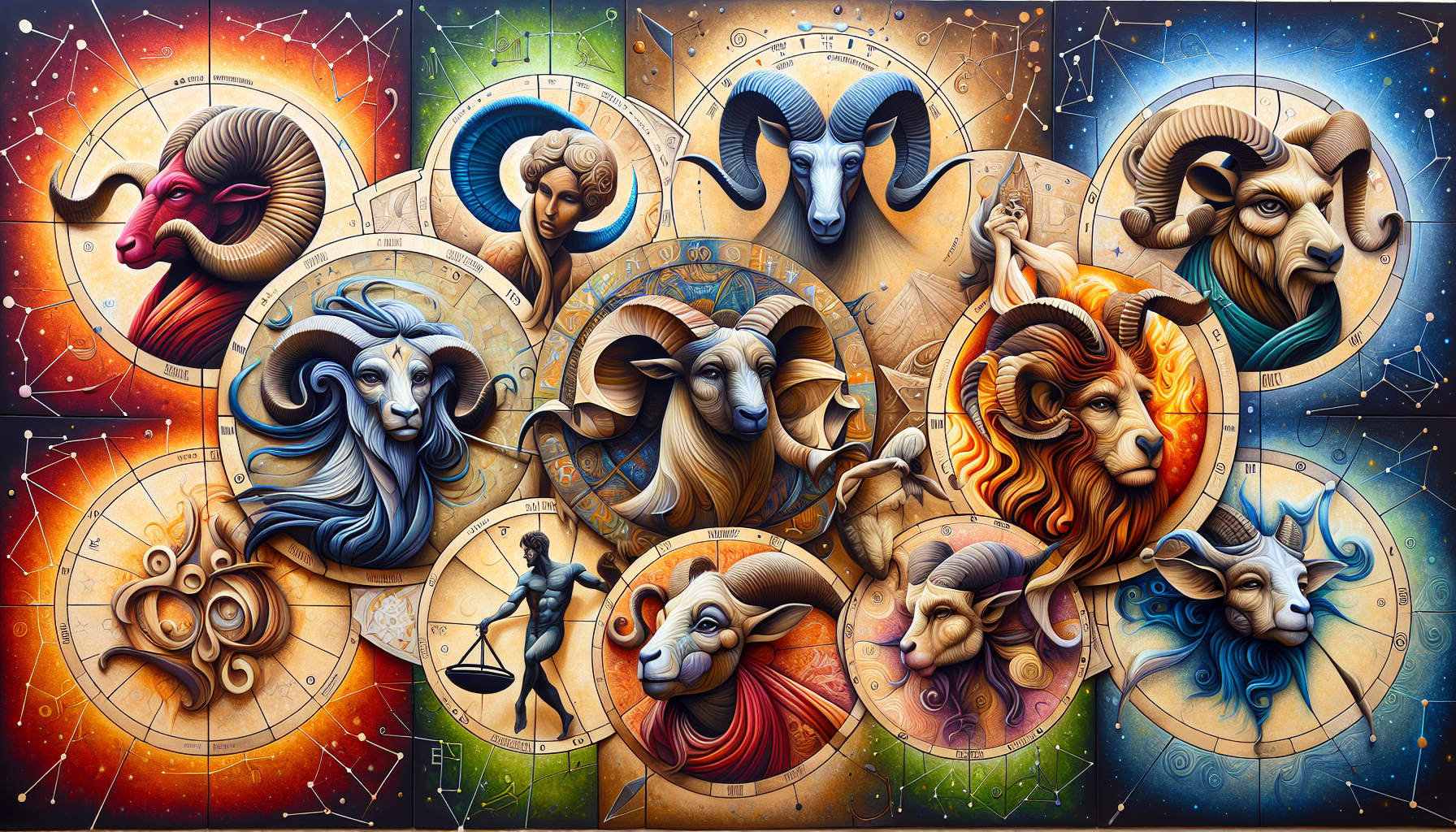 Artistic representation of zodiac signs
