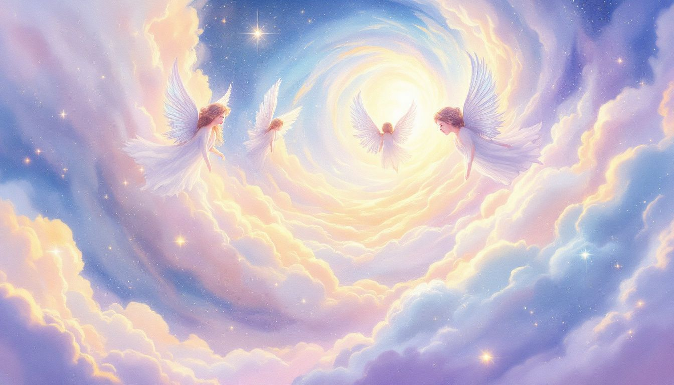 Illustration d&#39;anges gardiens représentant la signification spirituelle du numéro 000.