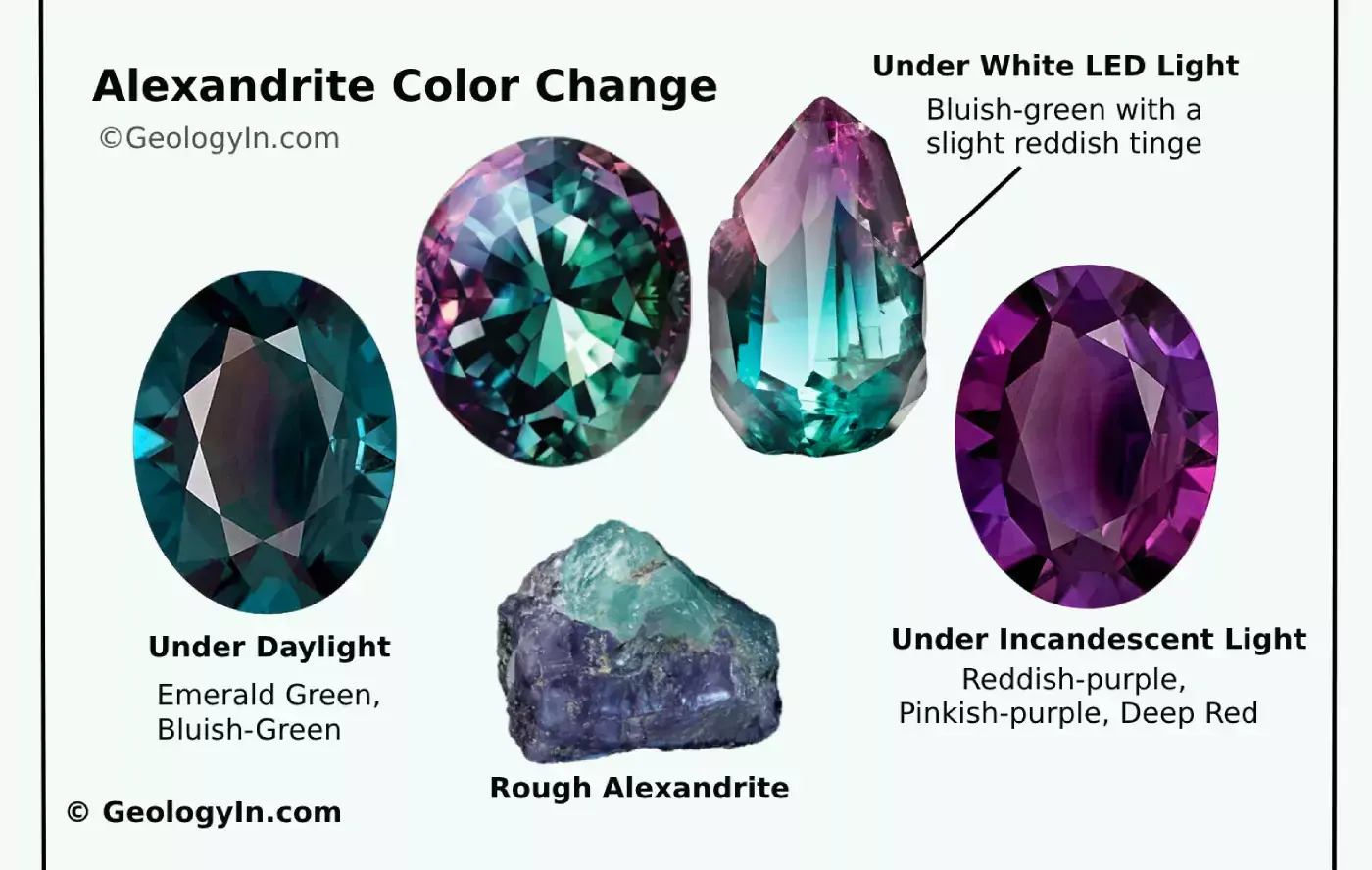 Colour Change Alexandrite Gemstone: Image source Gelologyin.com