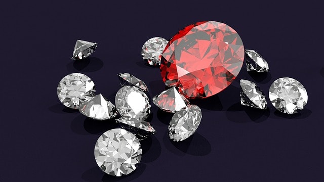 Ruby stone in bright red color