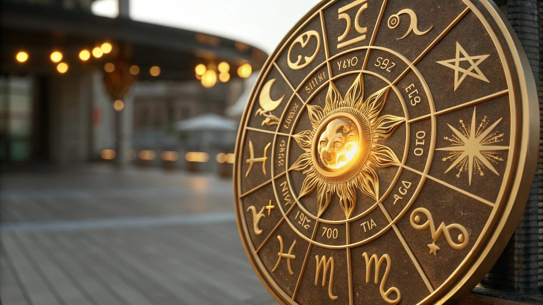 Ruota zodiacale con simbolo Aquarius dorato per il 20 gennaio Zodiaco