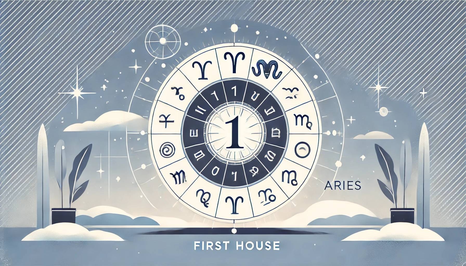  First House in astrology with zodiac symbols and Aries highlighted