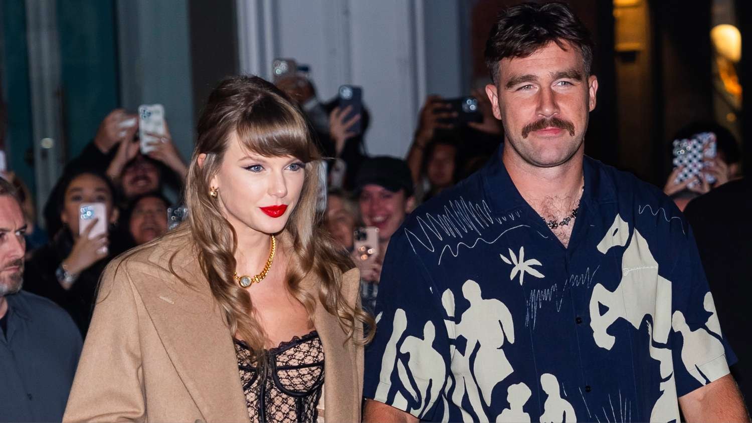 Taylor Swift and Travis Kelce, a celebrity couple analyzed for zodiac sexual compatibility.