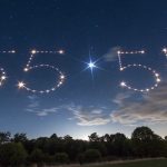 Glowing number sequence “5555” floating in a serene, starry night sky.