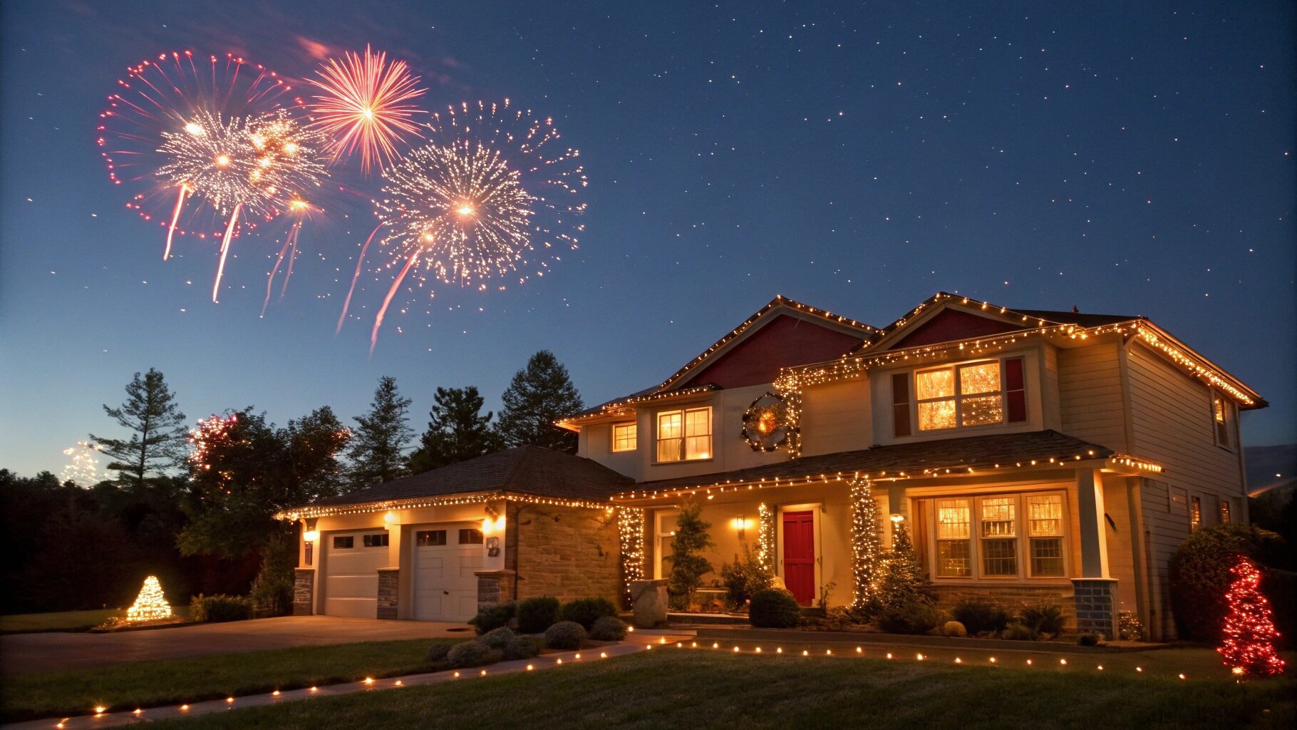  Home decorated with lights and fireworks for Diwali 2025.