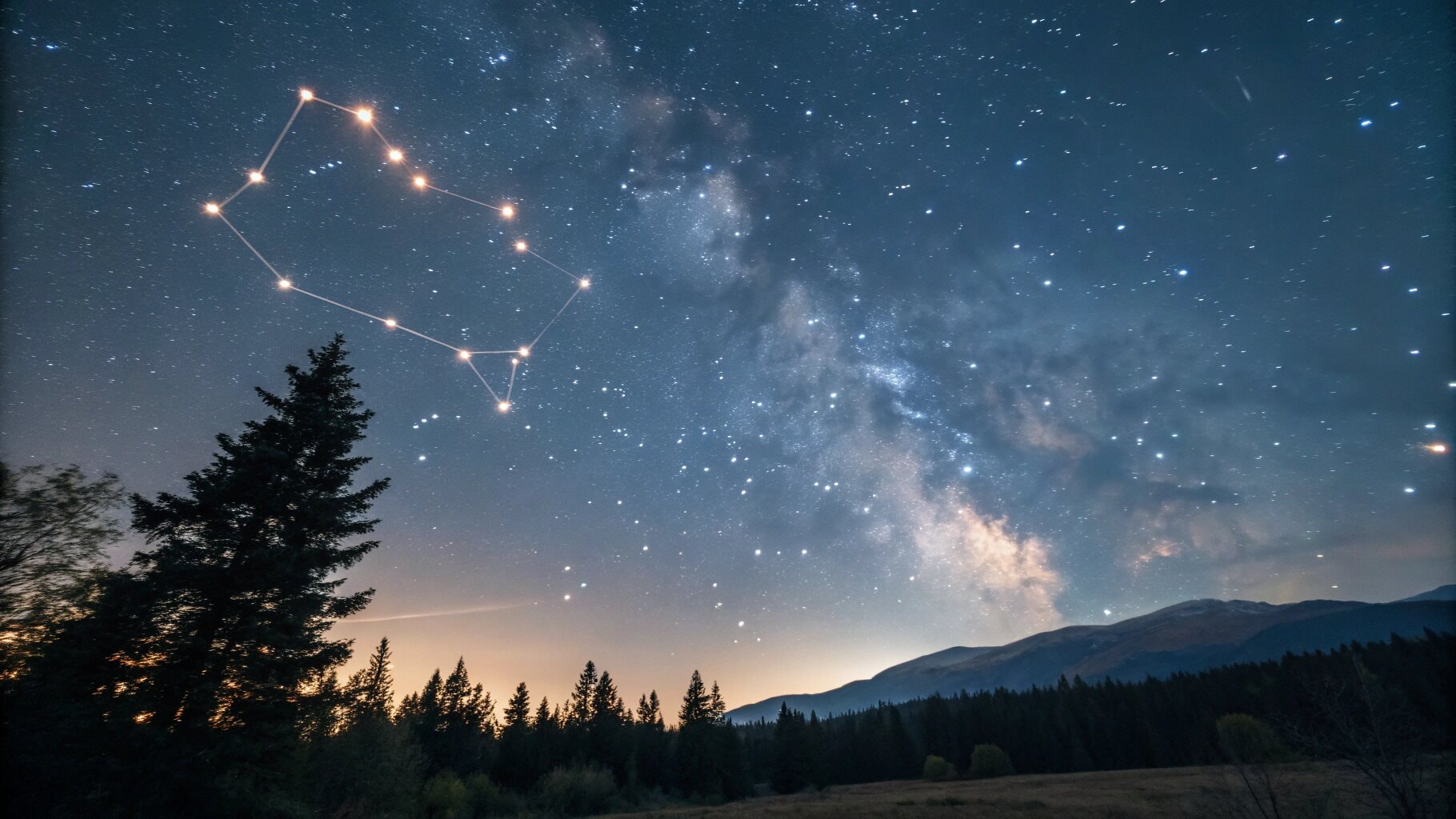 Impresionante cielo nocturno que muestra la constelación de Piscis para el signo del zodiaco del 21 de febrero.