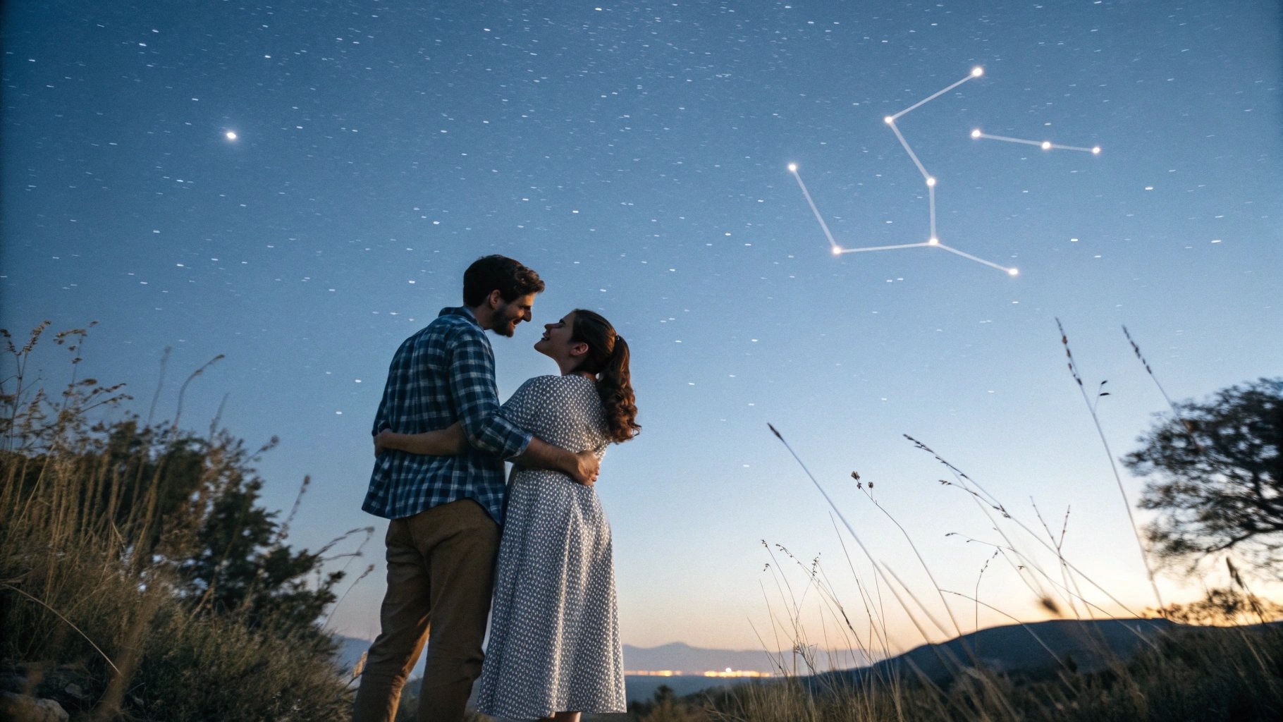 Casal romântico representando amor e compatibilidade para 22 de março Zodiac