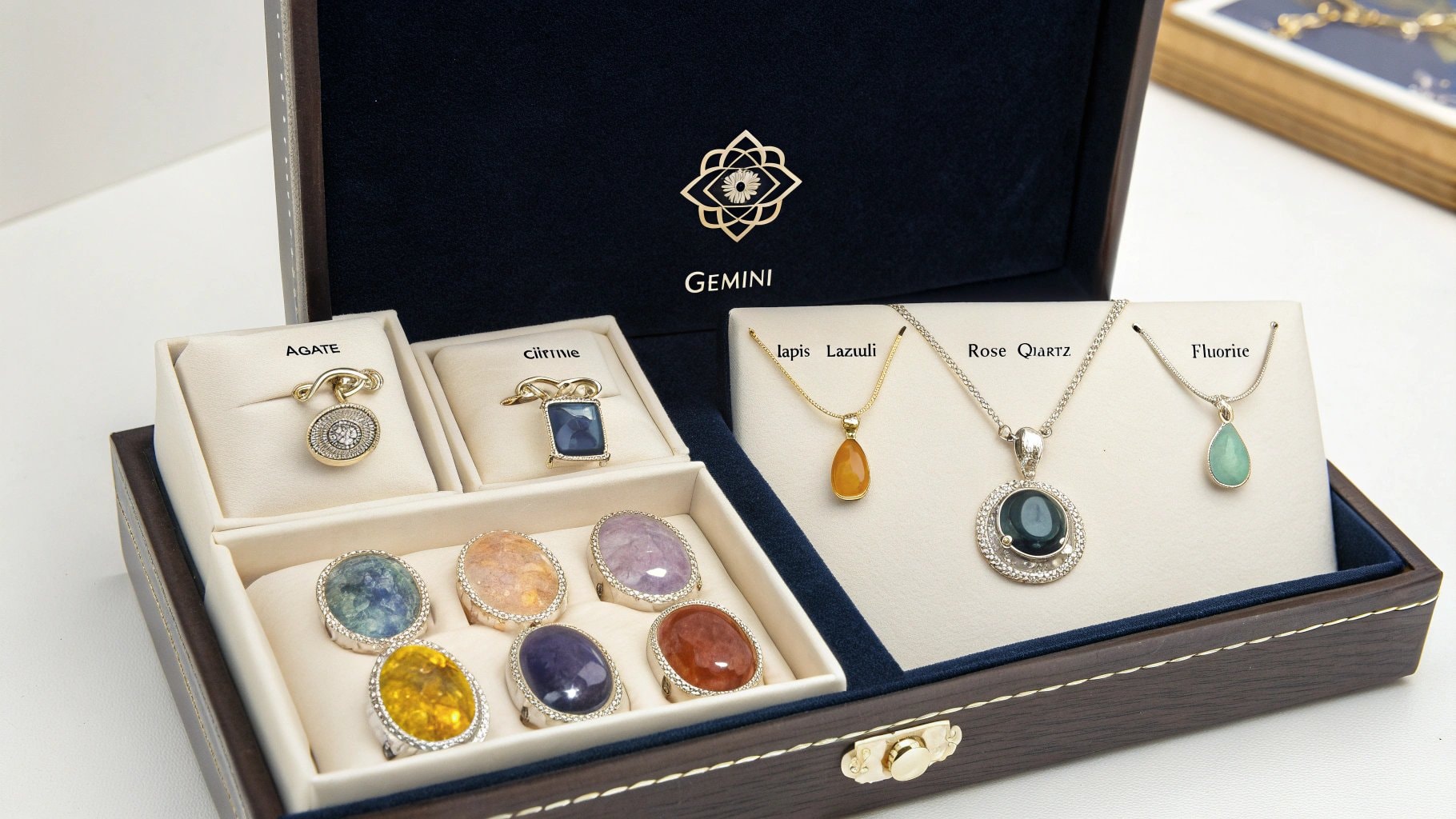 birthstone jewelry representing the May 21st Zodiac's connection to gemstones.