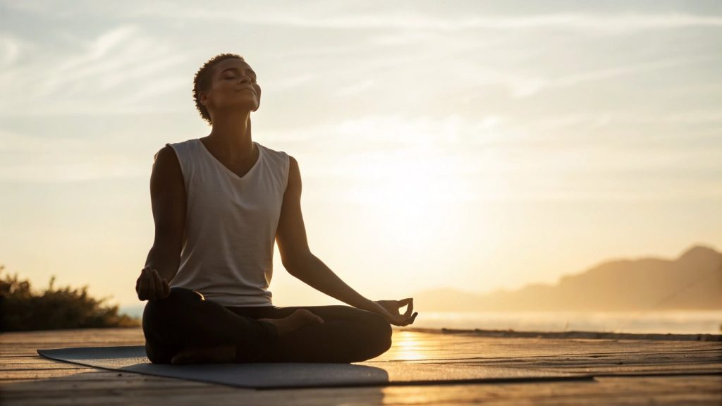 Een vrouw die meditatie en mindfulness beoefent