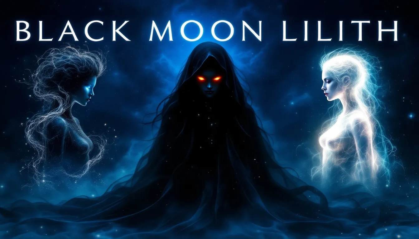 A visual comparison of Black Moon Lilith, Dark Moon, and Asteroid Lilith.