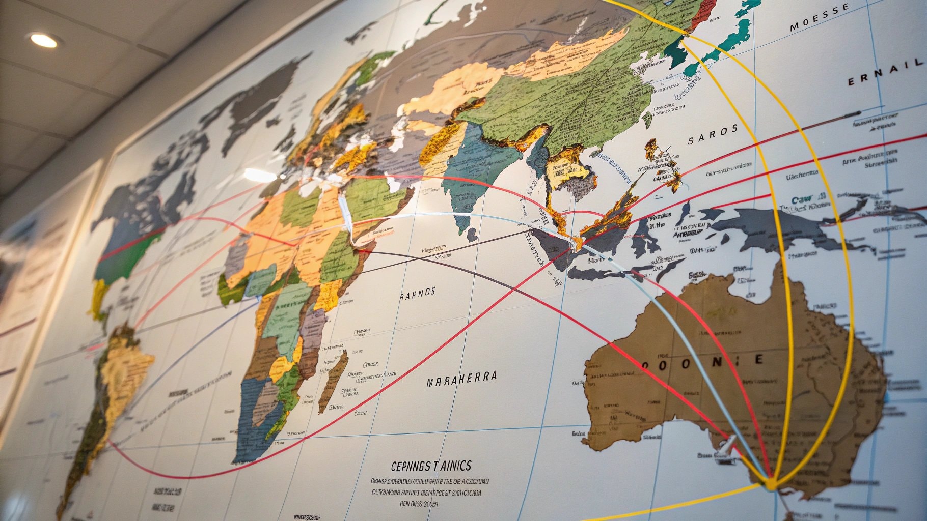  Um mapa mundial sobreponha às linhas de trânsito astrológicas.