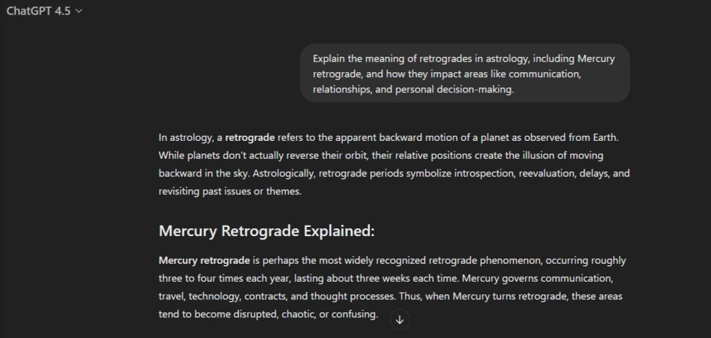 Retrogrades ChatGPT Prompt