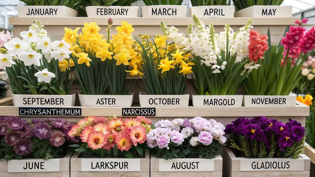 Födelseblommor efter månadens betydelse