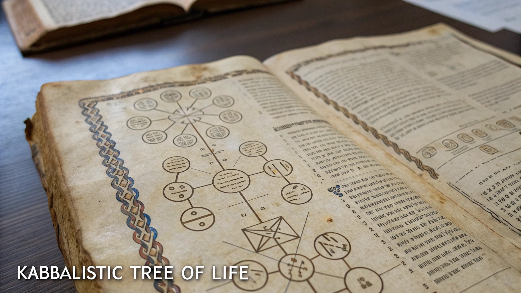 Un antico manoscritto che mostra l&#39;albero della vita della Kabbalah