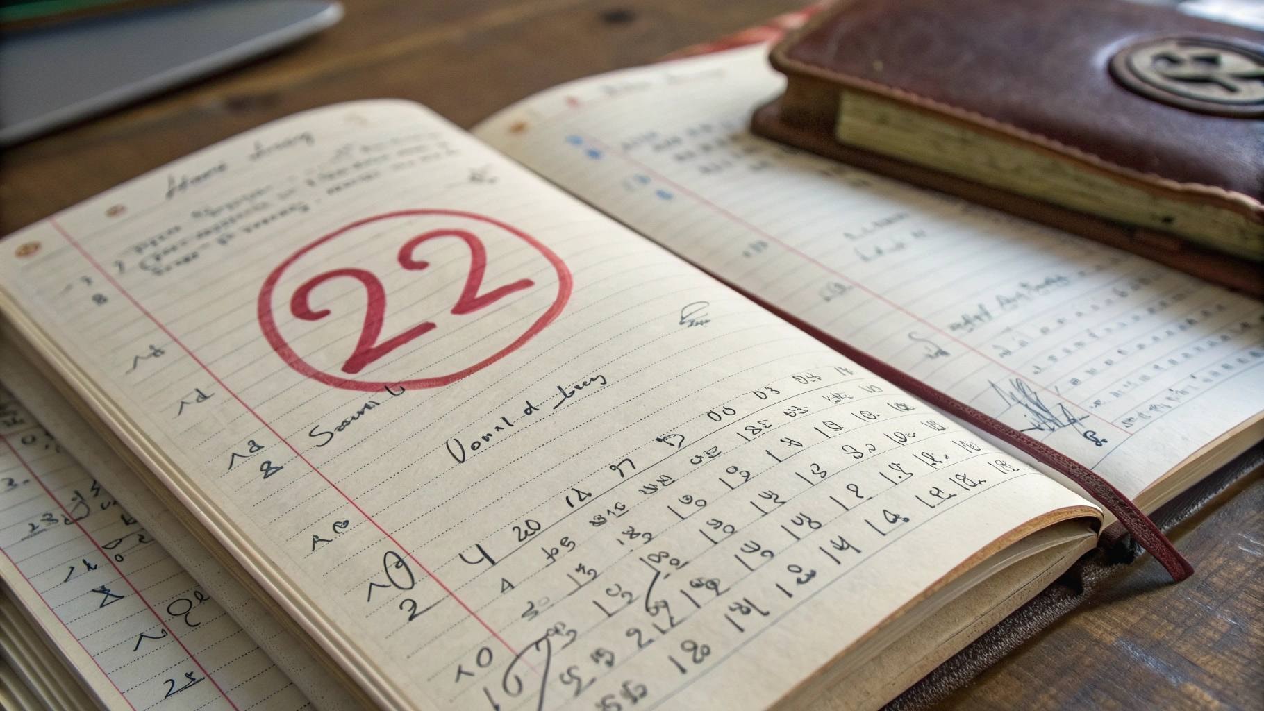 22 номер, написанный в книге